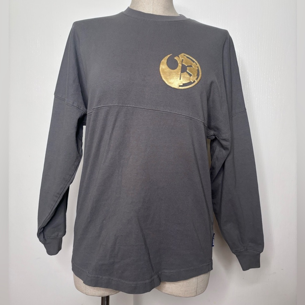 Star Wars Spirit Jersey XS Gray Gold Logo Long Sleeve Crewneck